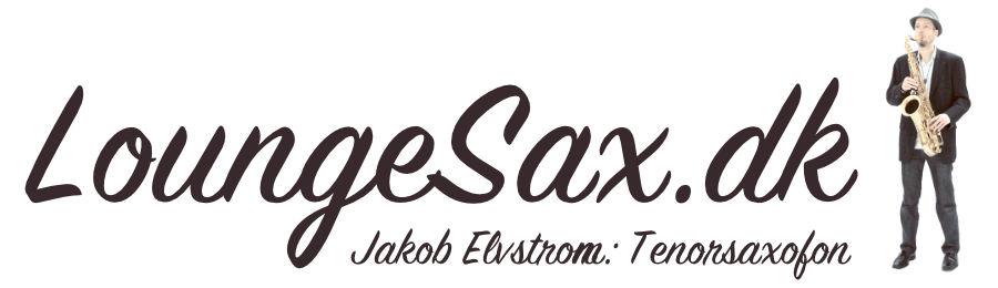 Loungesax logo med Jakob Elvstrøm der spiller saxofon musik til din reception